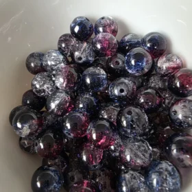 10mm Glass Beads – Crackle Dark Blue Purple