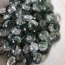 10mm Glass Beads – Crackle Dark Green