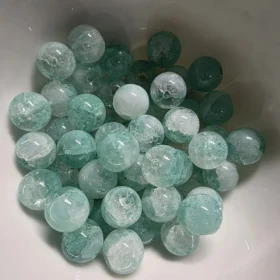 10mm Glass Beads – Crackle Green