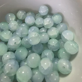 10mm Glass Beads – Crackle Green Blue