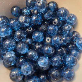 10mm Glass Beads – Crackle Dark Blue