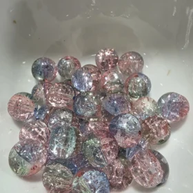 10mm Glass Beads – Multi Tone Crackle Pink Green Blue
