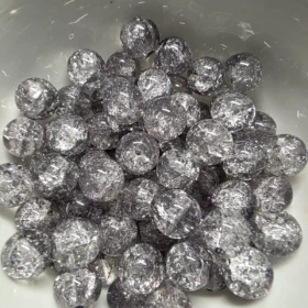 10mm Glass Beads – Crackle Grey Purple