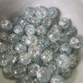 10mm Glass Beads – Crackle Light Blue