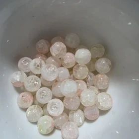 10mm Glass Beads – Crackle Light Pink Yellow
