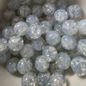 10mm Glass Beads – Crackle Milky Blue