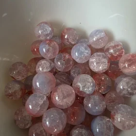 10mm Glass Beads – Crackle Milky Pink