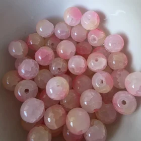 10mm Glass Beads – Crackle Pink