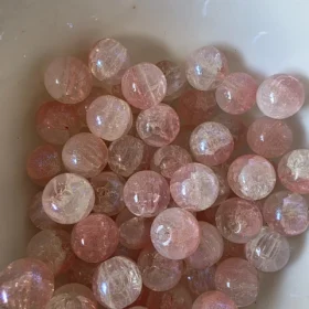 10mm Glass Beads – Crackle Pink