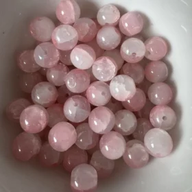 10mm Glass Beads – Crackle Pink