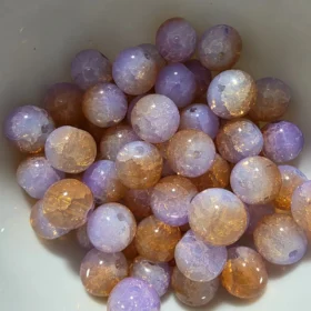 10mm Glass Beads – Crackle Purple Orange