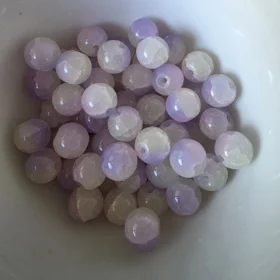 10mm Glass Beads – Crackle Purple Yellow