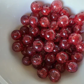 10mm Glass Beads – Crackle Red