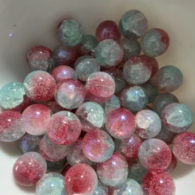 10mm Glass Beads – Crackle Red Green Christmas