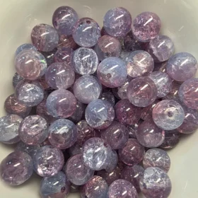 10mm Glass Beads – Multi Tone Crackle Purple