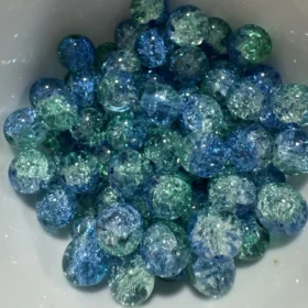 10mm Glass Beads – Multi Tone Crackle Blue Green