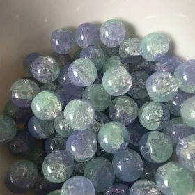 10mm Glass Beads – Multi Tone Crackle Blue Green