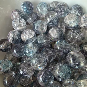 10mm Glass Beads – Multi Tone Crackle Blue Grey