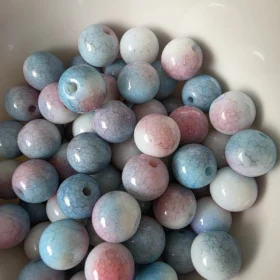 10mm Glass Beads – Multi Tone Opaque Blue Pink