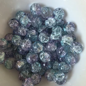 10mm Glass Beads – Multi Tone Crackle Blue Purple