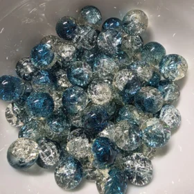 10mm Glass Beads – Multi Tone Crackle Blue Yellow