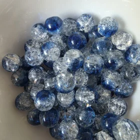 10mm Glass Beads – Multi Tone Crackle Dark Blue