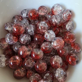 10mm Glass Beads – Multi Tone Crackle Dark Orange