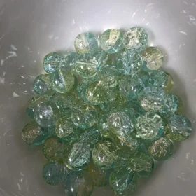 10mm Glass Beads – Multi Tone Crackle Green