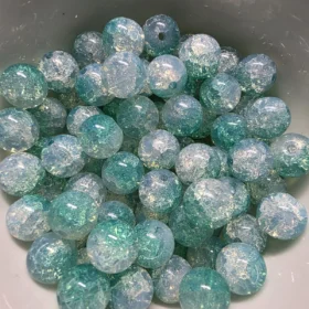 10mm Glass Beads – Multi Tone Crackle Milky Green