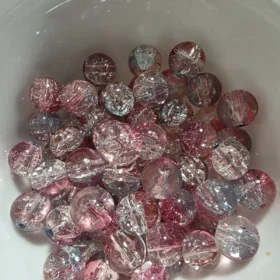10mm Glass Beads – Multi Tone Crackle Red Blue Pink