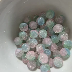 10mm Glass Beads – Multi Tone Crackle Pink Blue Green