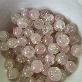 10mm Glass Beads – Multi Tone Crackle Pink Yellow