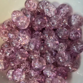 10mm Glass Beads – Crackle Dark Pink