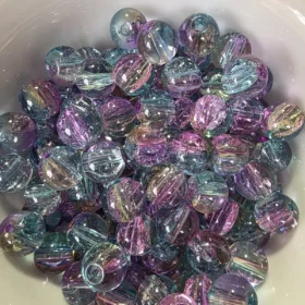 10mm Glass Beads – Multi Tone Crackle Purple Blue