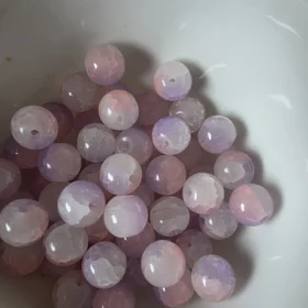 10mm Glass Beads – Multi Tone Crackle Purple Pink