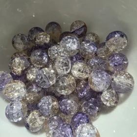 10mm Glass Beads – Multi Tone Crackle Purple Yellow