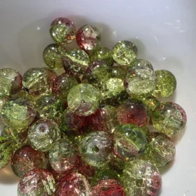 10mm Glass Beads – Multi Tone Crackle Red Green