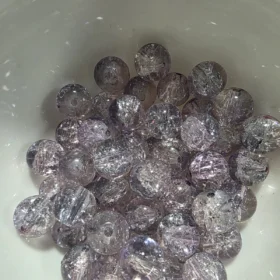 10mm Glass Beads – Multi Tone Crackle Grey Pink