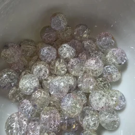 10mm Glass Beads – Multi Tone Crackle Yellow Pink Blue