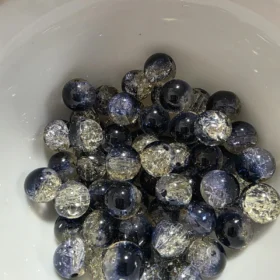 10mm Glass Beads – Multi Tone Crackle Black Yellow