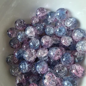 10mm Glass Beads – Multi Tone Crackle Blue Pink
