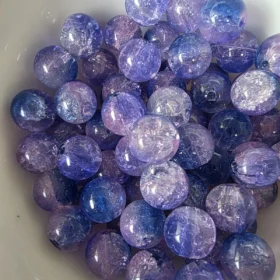 10mm Glass Beads – Multi Tone Crackle Blue Purple