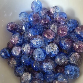 10mm Glass Beads – Multi Tone Crackle Blue Purple