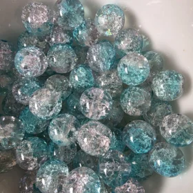 10mm Glass Beads – Multi Tone Crackle Blue White