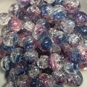 10mm Glass Beads – Multi Tone Crackle Blue Pink