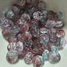 10mm Glass Beads – Multi Tone Crackle Pink Blue