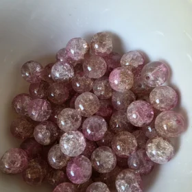 10mm Glass Beads – Multi Tone Crackle Pink Yellow