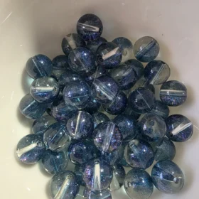 10mm Glass Beads – Clear Blue With Galaxy