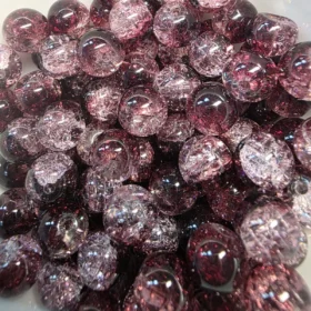 10mm Glass Beads – Multi Tone Crackle Dark Pink
