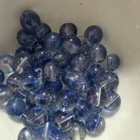 10mm Glass Beads – Clear Dark Blue With Galaxy